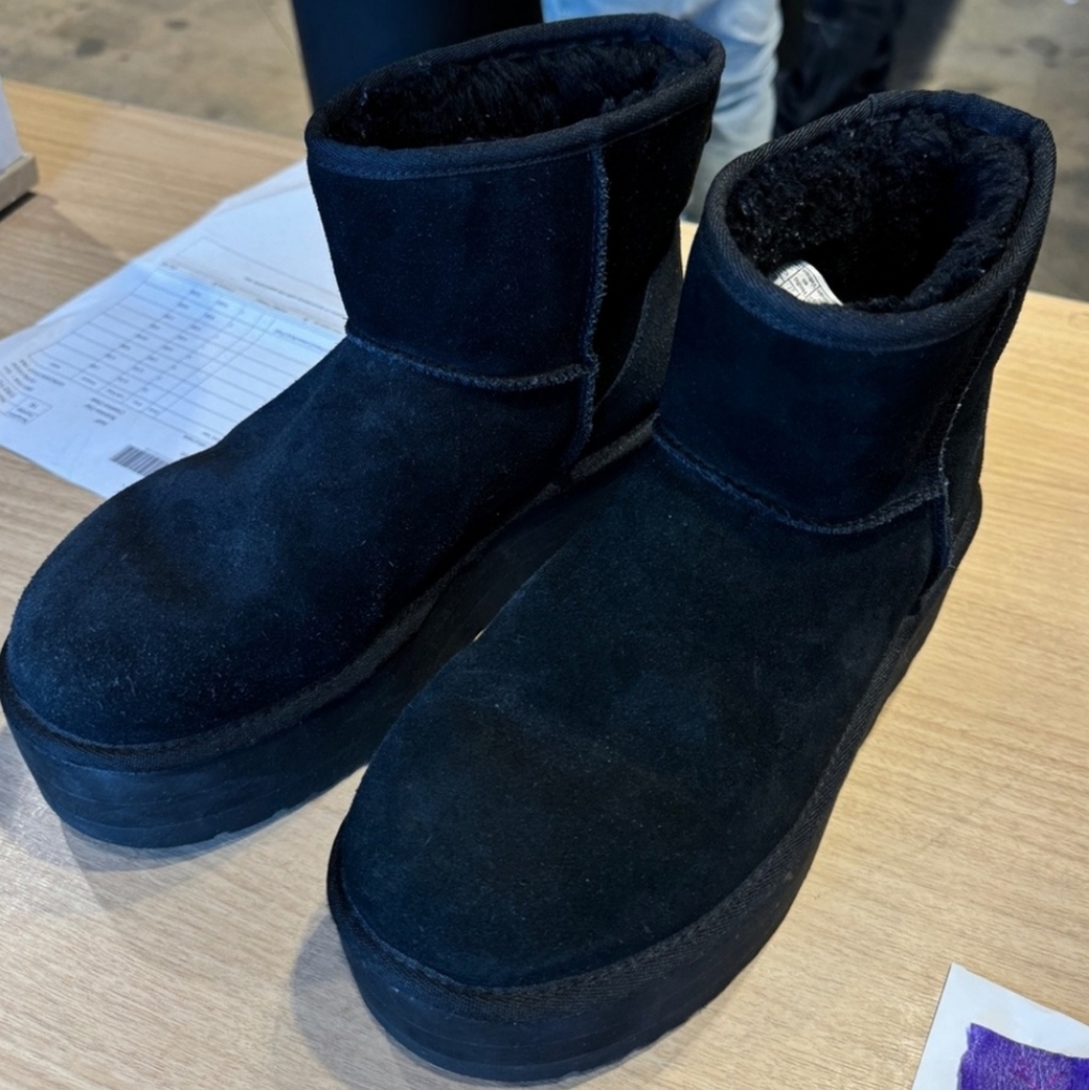 UGG Black Short Platform Winter Boots
